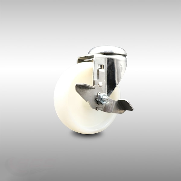 4 Inch 316SS Nylon Wheel Swivel Bolt Hole Caster with Brake